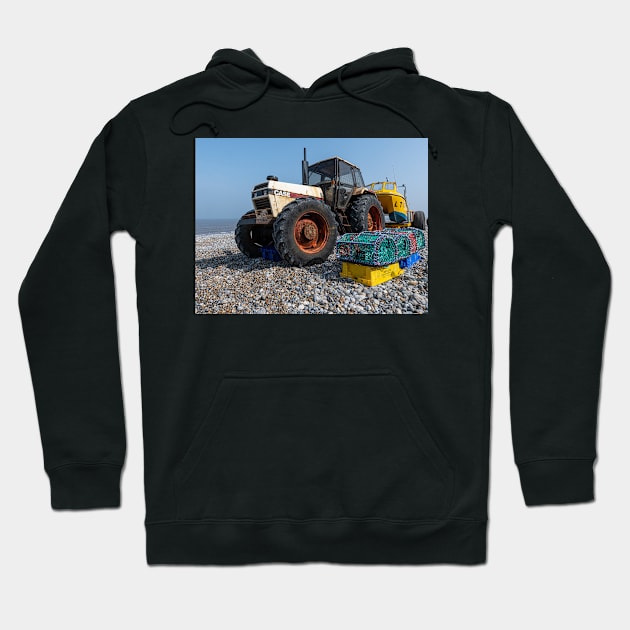 Tractor on the beach Hoodie by Robert john